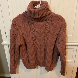 Cable Knit Turtleneck Sweater Cozy Fall Winter Knit